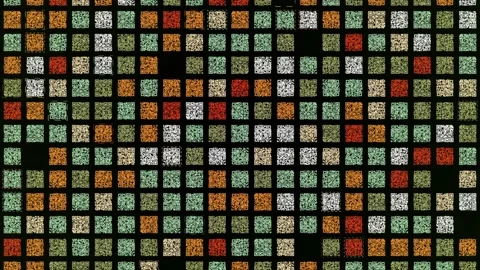 Pixelated background with many QR codes flowing on black background, seamless Video stock 156615418