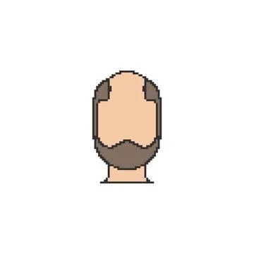 Pixelated bald avatar. Simple pixel art faceless human figure with partial hair Stock Illustration