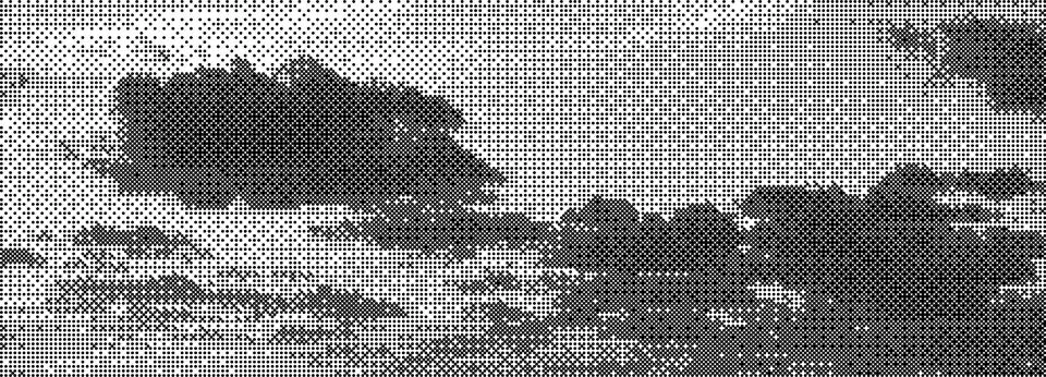 Pixelated bitmap background with halftone gradient. Clouds in retro gaming .. Stock Illustration