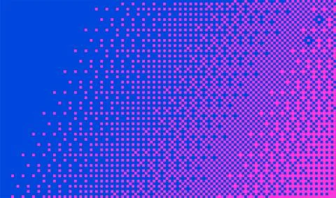 Pixelated bitmap gradient texture. Neon blue and pink dither pattern background イラスト素材