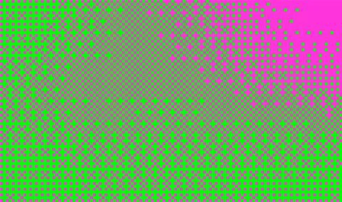 Pixelated bitmap gradient texture. Neon Green and pink dither pattern background Stock Illustration