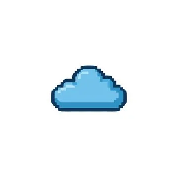 Pixelated blue cloud design on white background depicting digital age aesth.. Stock Illustration