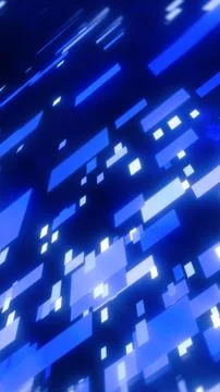 Pixelated blue rectangles float across a dark background, suggesting digital  Stock Photos