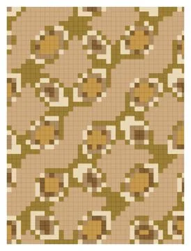 Pixelated brown and tan pattern featuring organic shapes on a grid background 库存插图