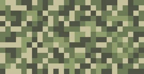 Pixelated camouflage pattern background in green tones Illustrazione stock