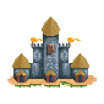 Pixelated castle structure Ilustración de archivo