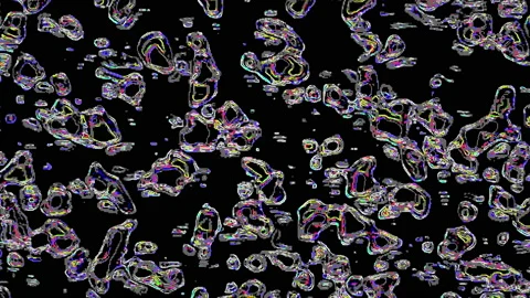 Pixelated, colored, noisy fluid effect Video stock 147070138