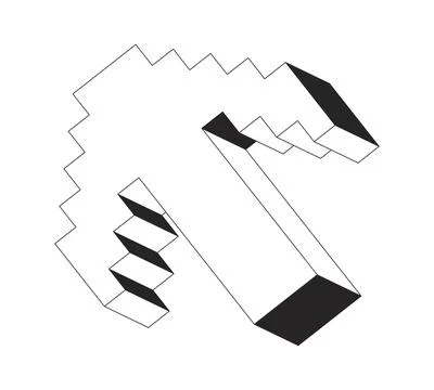Pixelated cursor 2D line object Stock Illustration