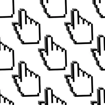 Pixelated cursor hands seamless pattern Stock Illustration