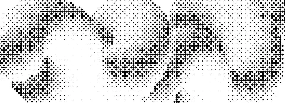 Pixelated curved gradient shape. Dotted dither undulate texture background Stock Illustration