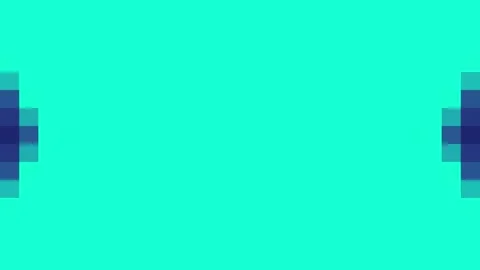 Pixelated cyan geometric shape transition video overlay with transparent al.. Video stock 343141081