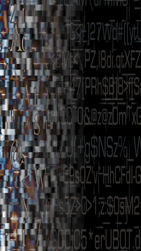 Pixelated Data Stream with Encrypted Text Fragments Stock Footage 283302437