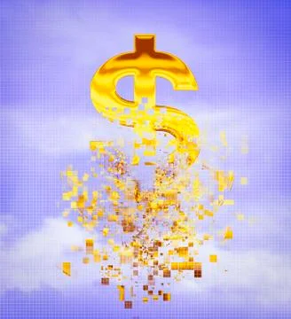 Pixelated dollar sign in sky Illustrazione stock
