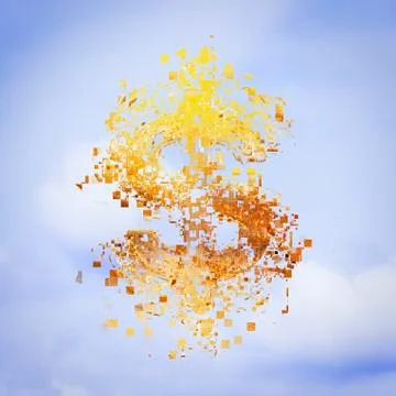 Pixelated dollar sign in sky 스톡 일러스트