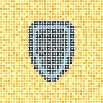 Pixelated dot vector shield on yellow background Stock Illustration