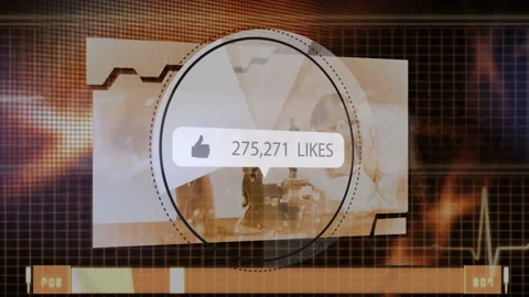 Pixelated elements and geometric background with digital like counter animation Stock Footage 304839027