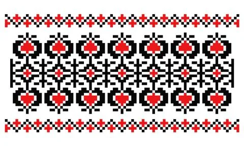 Pixelated Endless Red Black Border Ornament Stock Illustration