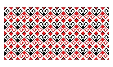 Pixelated Endless Red Black Heart Ornament Stock Illustration