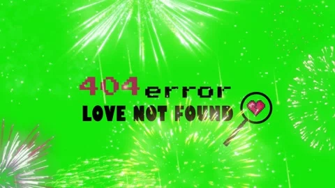 Pixelated error message displaying love not found text against a vibrant green Stock Footage 340945231