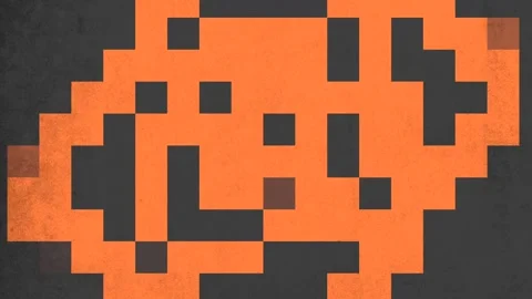 Pixelated face with black and orange shading grungy and expressive Vídeos de archivo 300778181