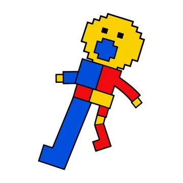 Pixelated Figure with Primary Colors Stock Illustration