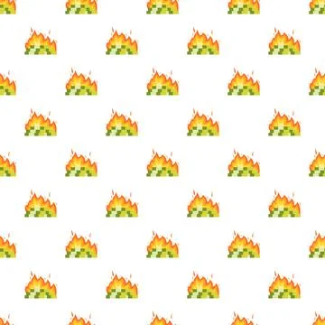 Pixelated fire burning grass repeating seamlessly Illustrazione stock