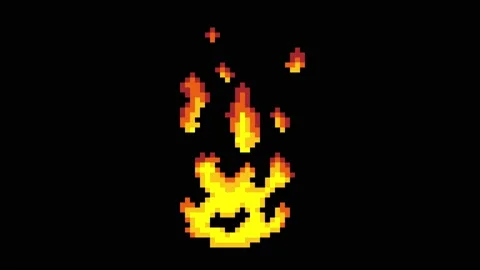 pixelated fire loop animation on black b... | Stock Video | Pond5
