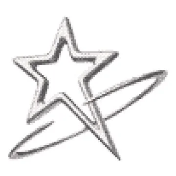 Pixelated five-pointed star with one elongated end and an oval, Y2K, chrome 스톡 일러스트
