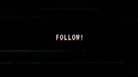 Pixelated Follow text on black background with glitch lines Stock Footage 313440006