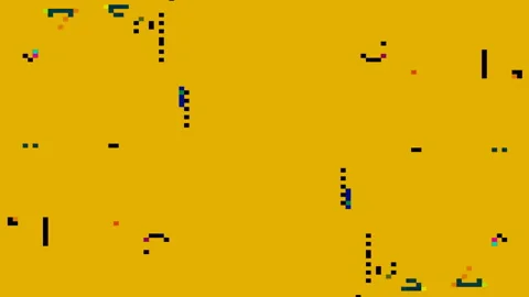 Pixelated Fun Geometrical Figures Loop Colored Motion Background Stock Footage 117444383