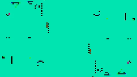 Pixelated Fun Geometrical Figures Loop Colored Motion Background Stock Footage 117714675