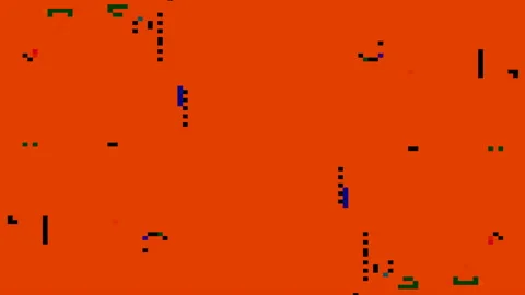 Pixelated Fun Geometrical Figures Loop Colored Motion Background Stock Footage 118915657