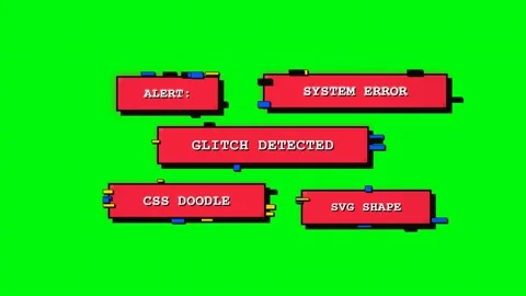 Pixelated Glitch Effect on Red Alert Boxes with Green Screen Background Stock Footage 336619701