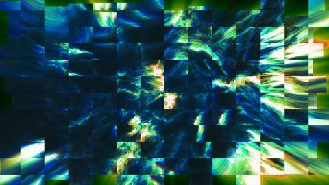 Pixelated Glitch Matrix Mosaic Abstract Green Blue Digital Grid Background Illustrazione stock