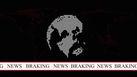 Pixelated globe animation with news ticker. Pixelated globe digital breakin.. Vídeos de archivo 337566748