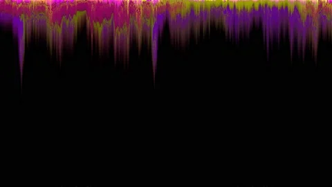 Pixelated glowing waves, waveform, ripples on black background, overlay, loop Stockbeeldmateriaal 118432714