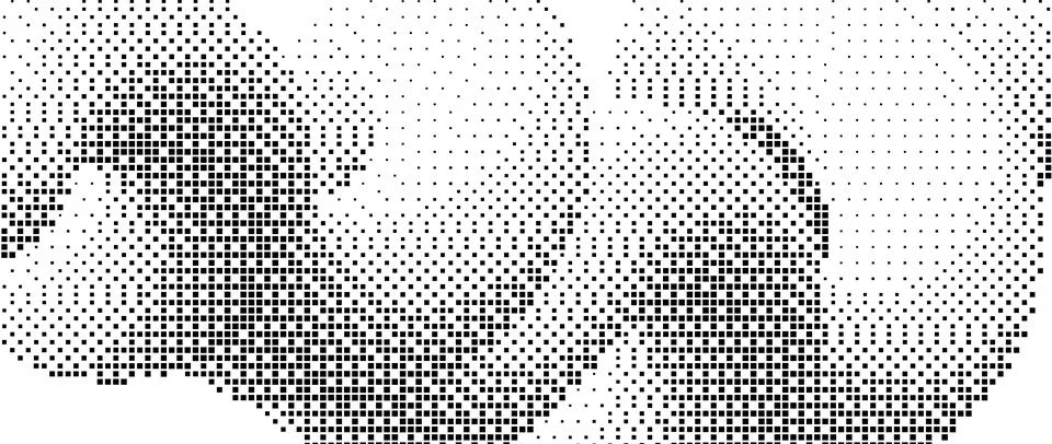 Pixelated gradient wave shape. Black dither squiggle texture background. Dotted Stock Illustration