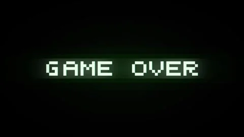 Pixelated green text GAME OVER on a dark screen with subtle scan lines 動画素材 335826754
