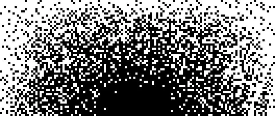 Pixelated halftone gradient background. Fading radial pixel texture. Dissolving Stock Illustration