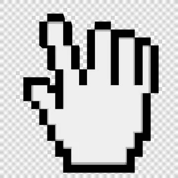 Pixelated hand cursor  A classic computer mouse pointer 스톡 일러스트