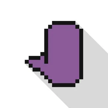 Pixelated hand cursor pointing left with long shadow Illustrazione stock