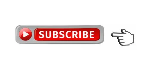 Pixelated hand cursor pointing to red subscribe button, promoting online Stock Illustration
