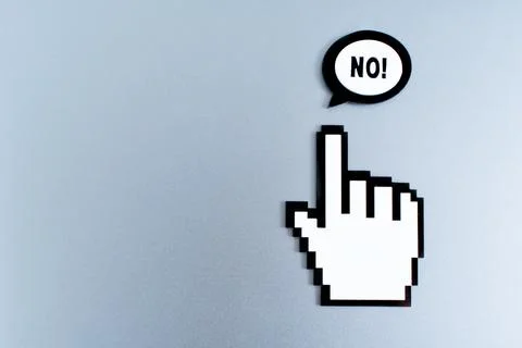 Pixelated Hand Pointer and Speech Bubble on Grey Stock Photos