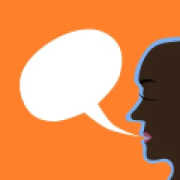 Pixelated head profile with communication bubble Stock Illustration