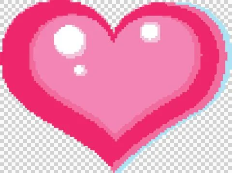 Pixelated heart icon is glowing in pixel art with layered pink tones and 스톡 일러스트
