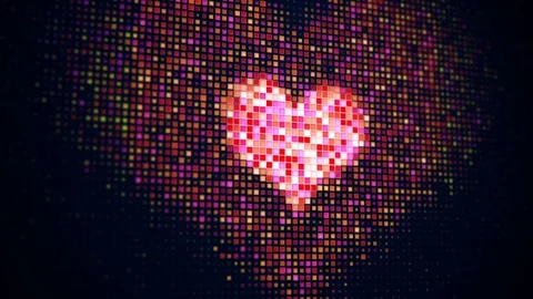Pixelated heart shape on digital screen seamless loop 4k UHD (3840x2160) Stock Footage 82577741