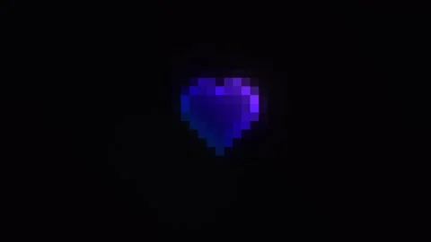 Pixelated heart shape glowing in dark space with purple Vídeos de archivo 338179854