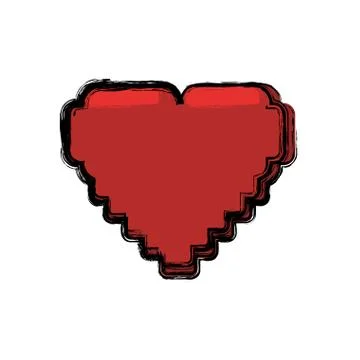 Pixelated heart shape Illustrazione stock