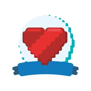 Pixelated heart shape Illustrazione stock