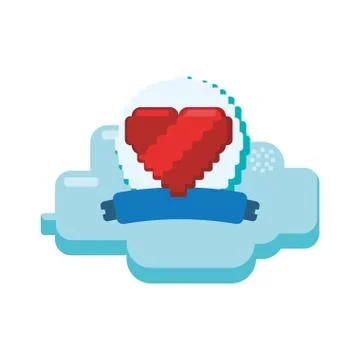 Pixelated heart shape Illustrazione stock